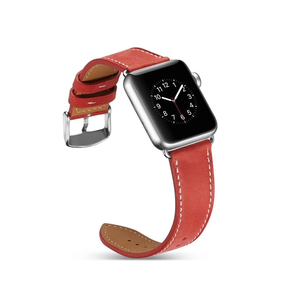 Correa de Piel Apple Watch Series 7 41mm Rojo