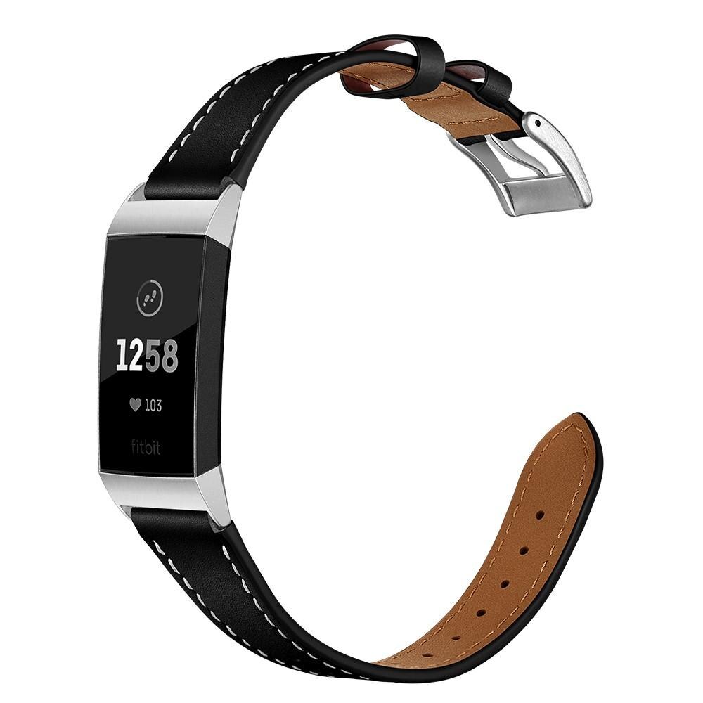 Correa de Piel Fitbit Charge 3/Charge 4 Negro