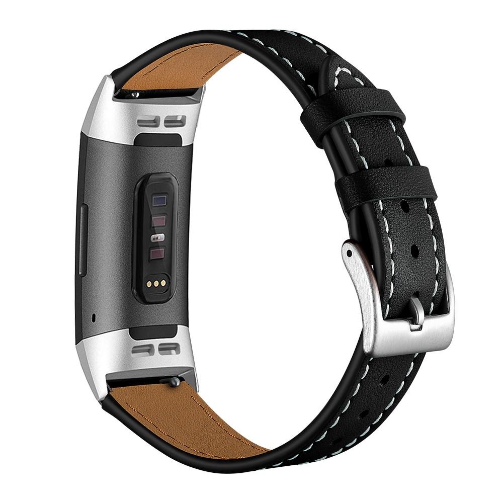 Correa de Piel Fitbit Charge 3/Charge 4 Negro