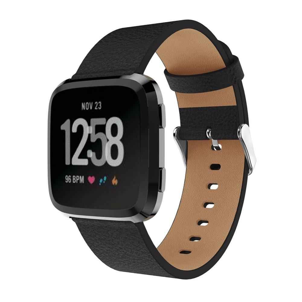 Correa de Piel Fitbit Versa/Versa 2 Negro