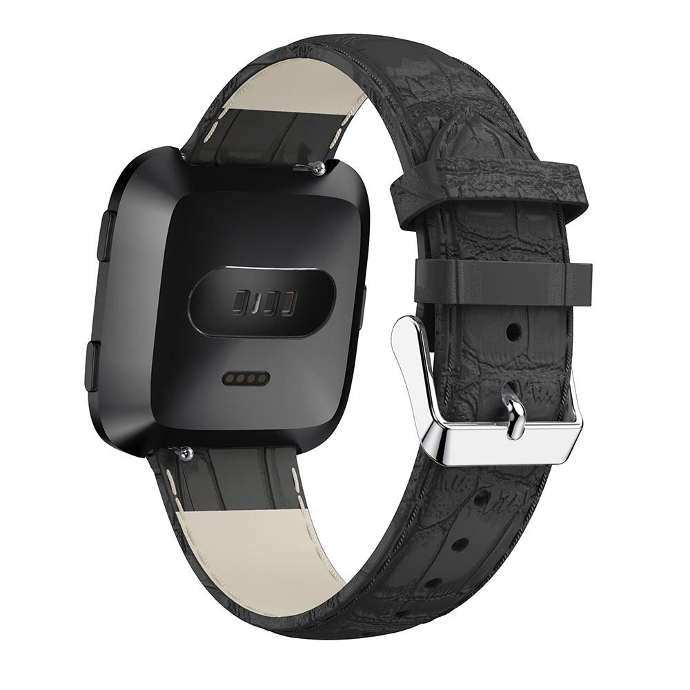 Cocodrilo Correa de piel Fitbit Versa/Versa 2 Negro