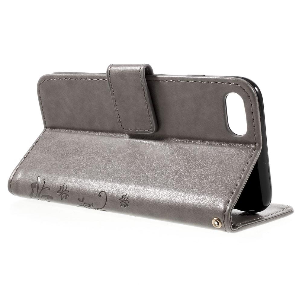 Funda de Cuero con Mariposas iPhone SE 2022, Gris