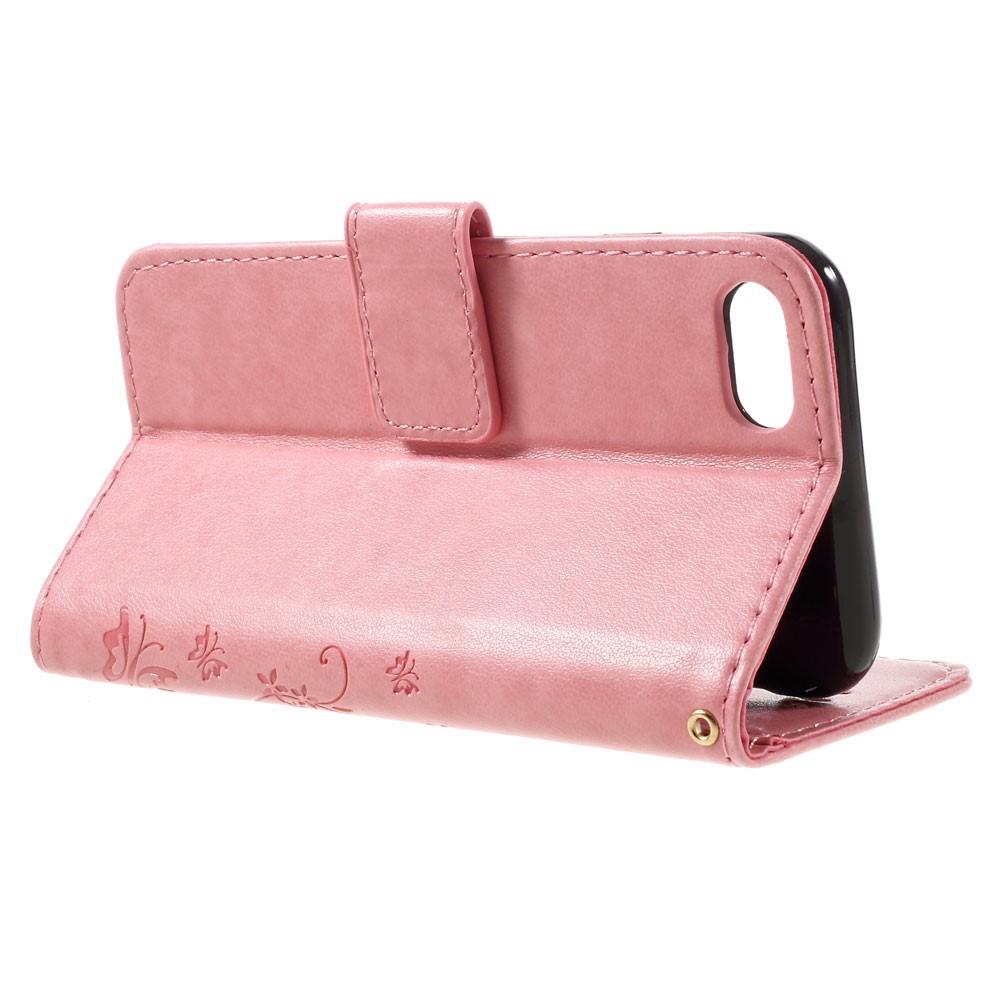Funda de Cuero con Mariposas iPhone SE 2022, Rosa