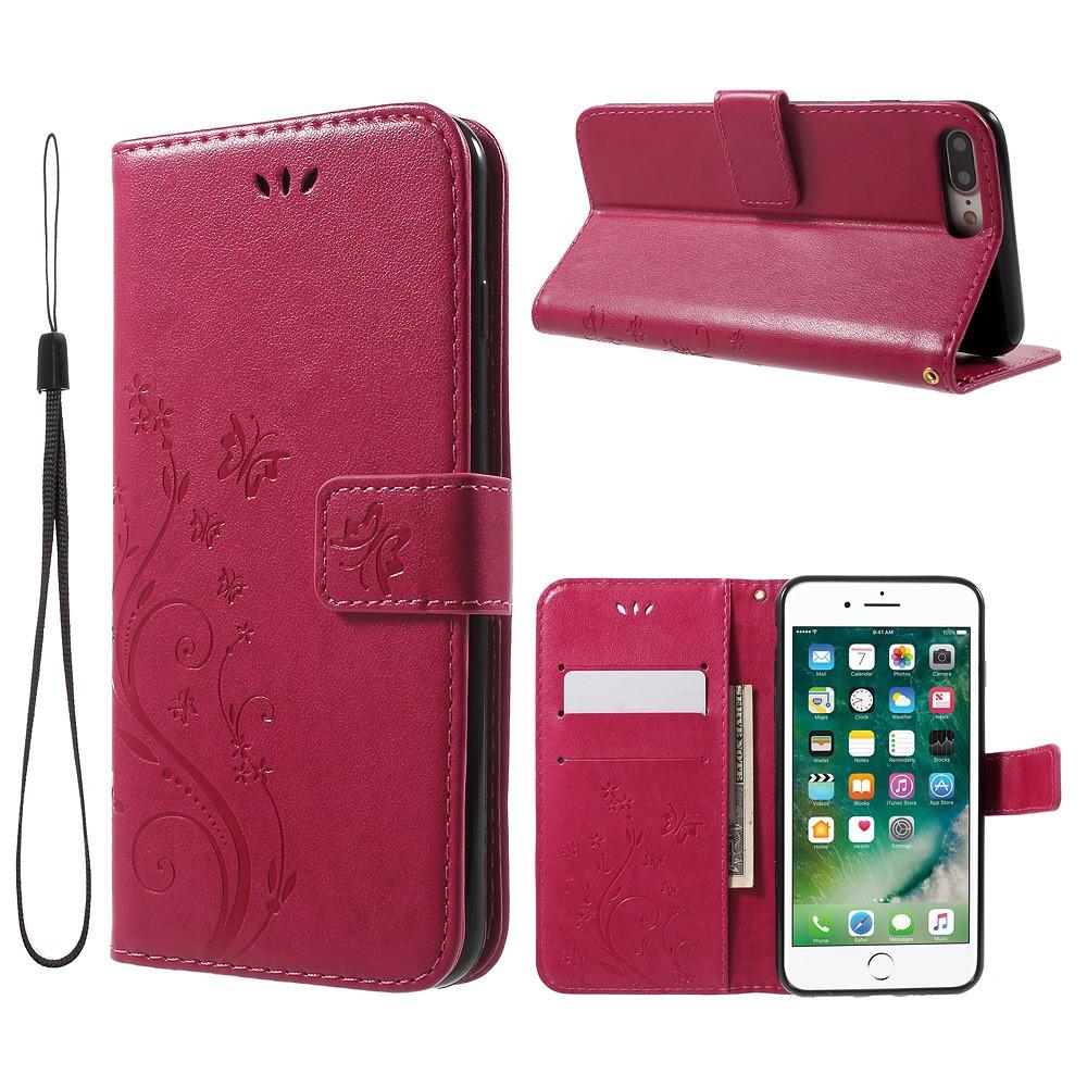 Funda de cuero con mariposas para iPhone 7 Plus/8 Plus, rosado