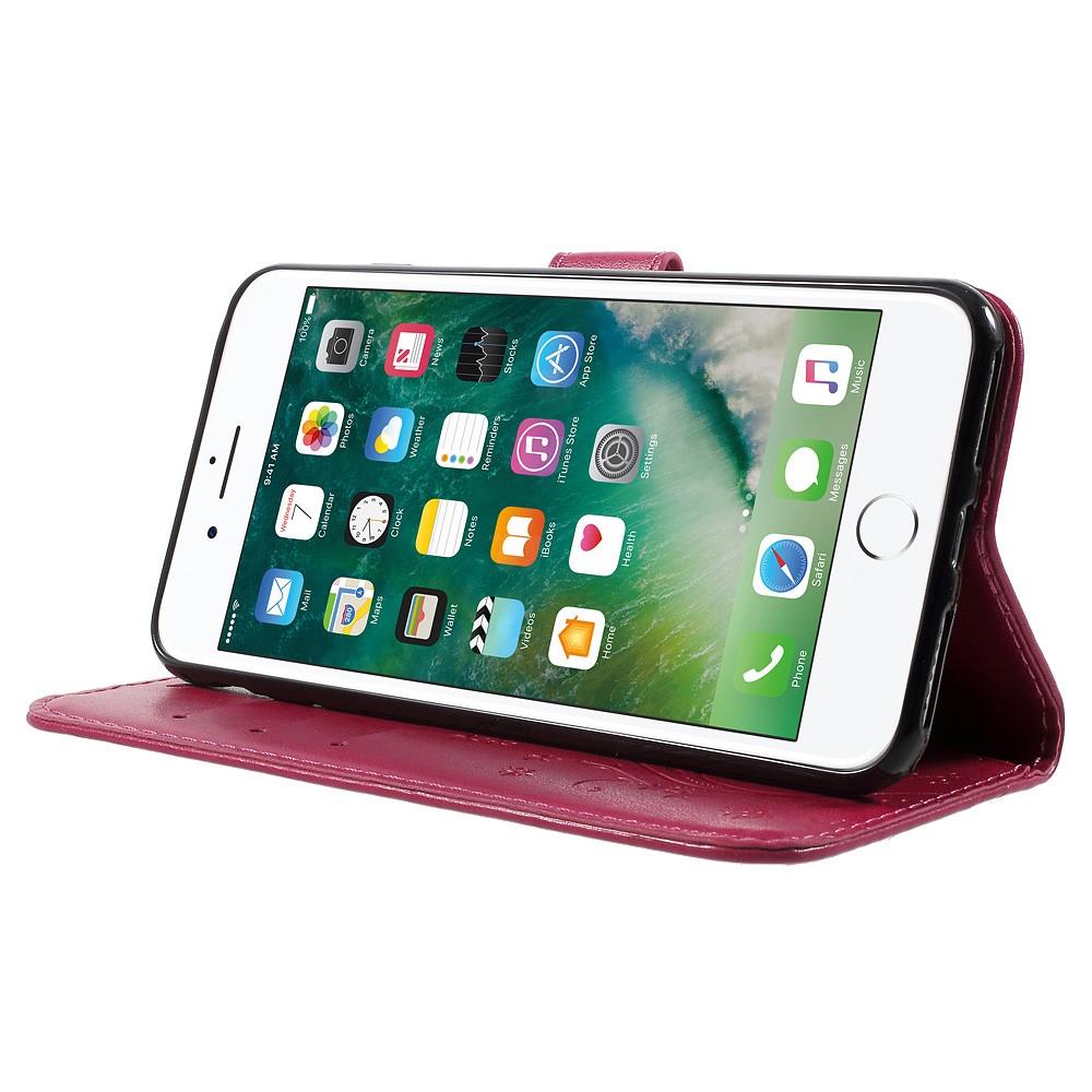Funda de Cuero con Mariposas iPhone 7 Plus/iPhone 8 Plus, Rosa
