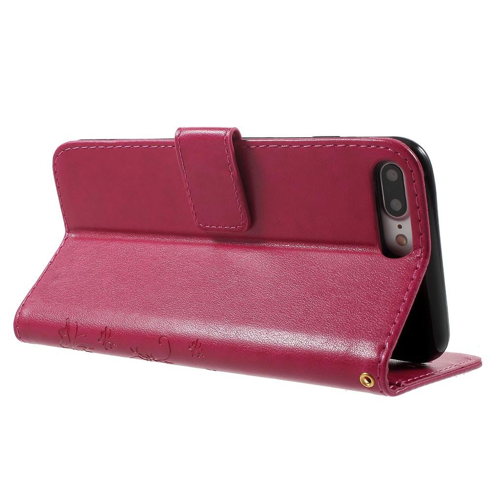 Funda de Cuero con Mariposas iPhone 7 Plus/iPhone 8 Plus, Rosa
