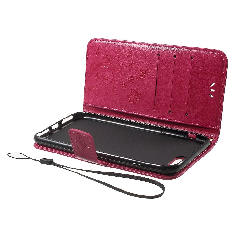 Funda de Cuero con Mariposas iPhone 7 Plus/iPhone 8 Plus, Rosa