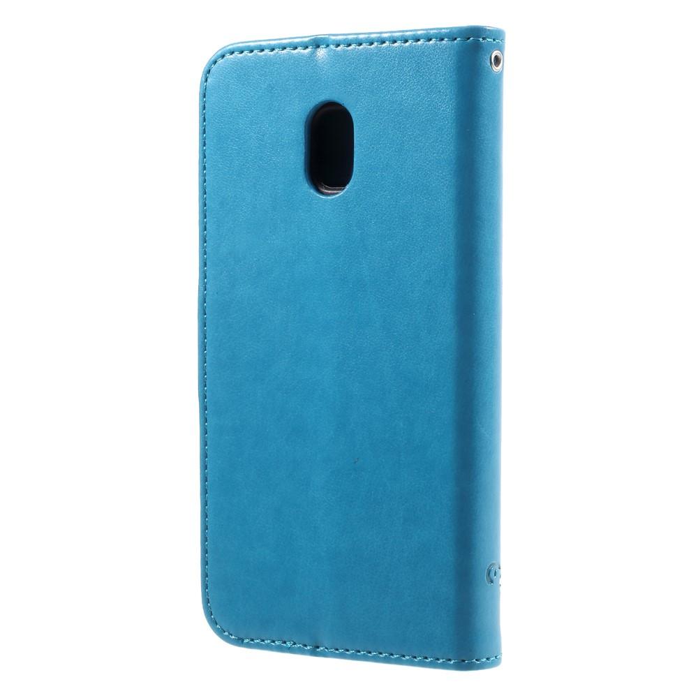 Funda de cuero con mariposas para Samsung Galaxy J3 2017, azul