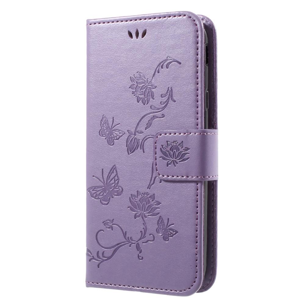 Funda de cuero con mariposas para Samsung Galaxy J3 2017, violeta