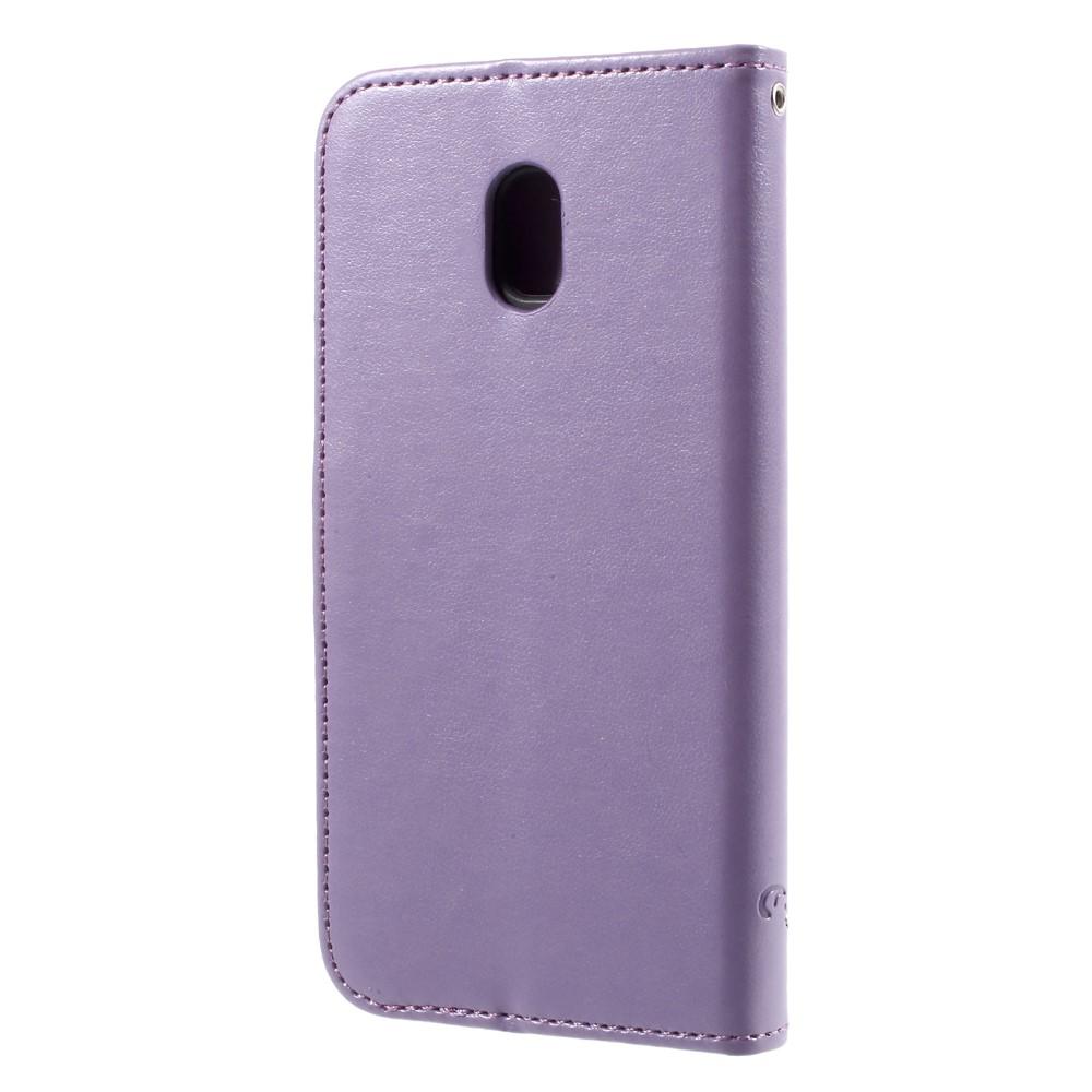 Funda de cuero con mariposas para Samsung Galaxy J3 2017, violeta
