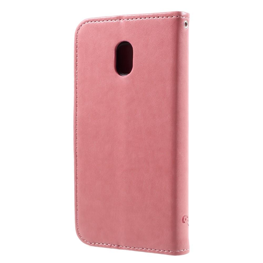 Funda de cuero con mariposas para Samsung Galaxy J3 2017, rosado