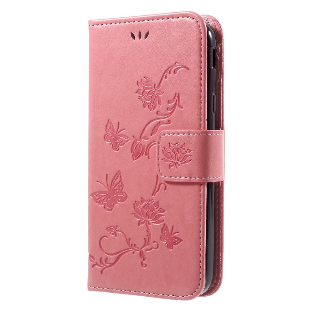 Funda de cuero con mariposas para Samsung Galaxy J3 2017, rosado