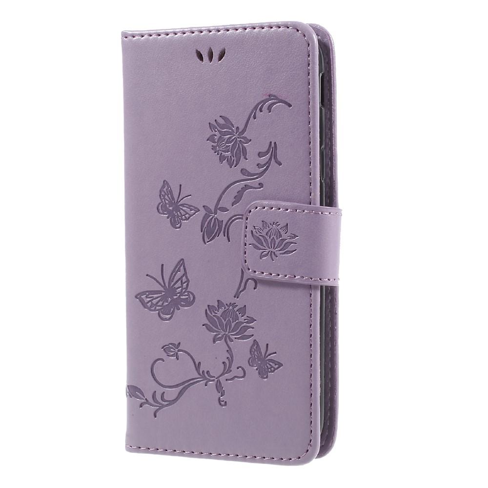 Funda de cuero con mariposas para Samsung Galaxy J5 2017, violeta