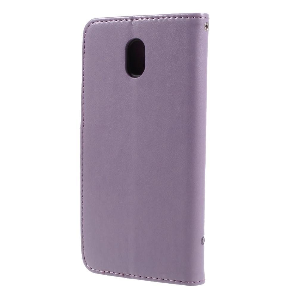 Funda de cuero con mariposas para Samsung Galaxy J5 2017, violeta