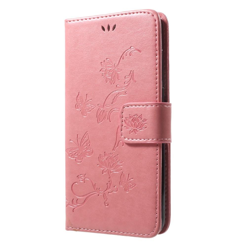 Funda de cuero con mariposas para Huawei Honor 9, rosado