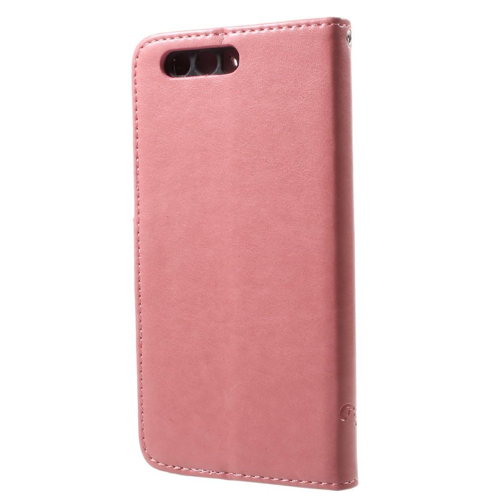 Funda de cuero con mariposas para Huawei Honor 9, rosado