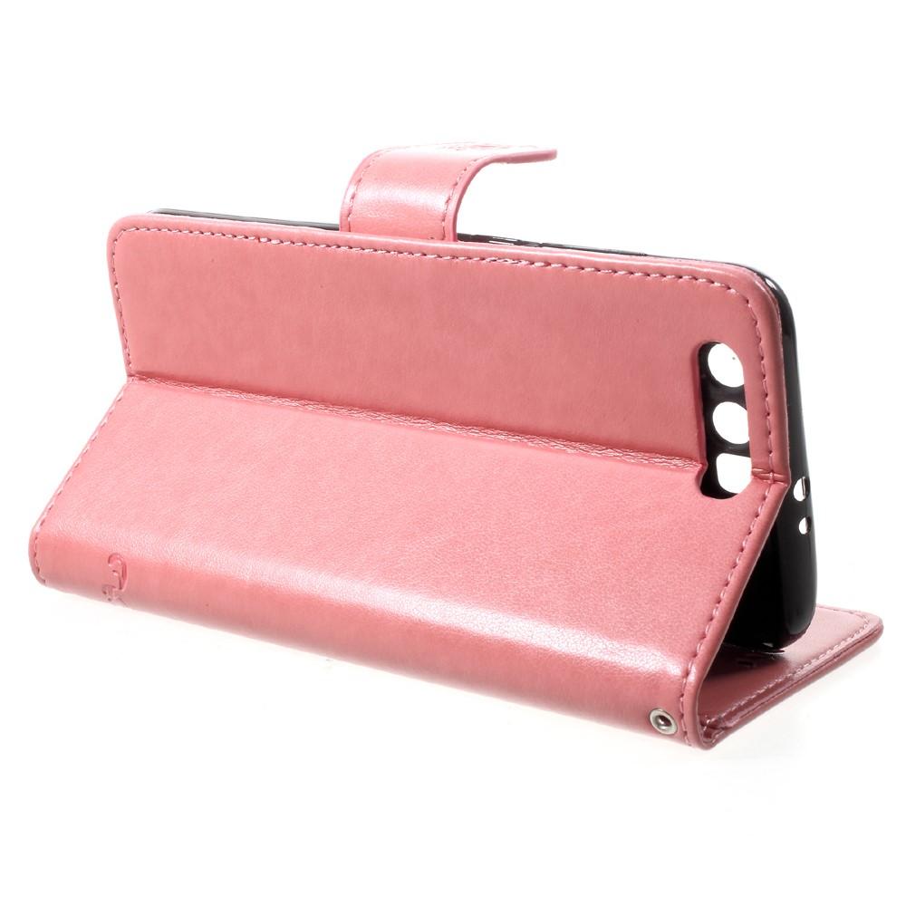 Funda de cuero con mariposas para Huawei Honor 9, rosado