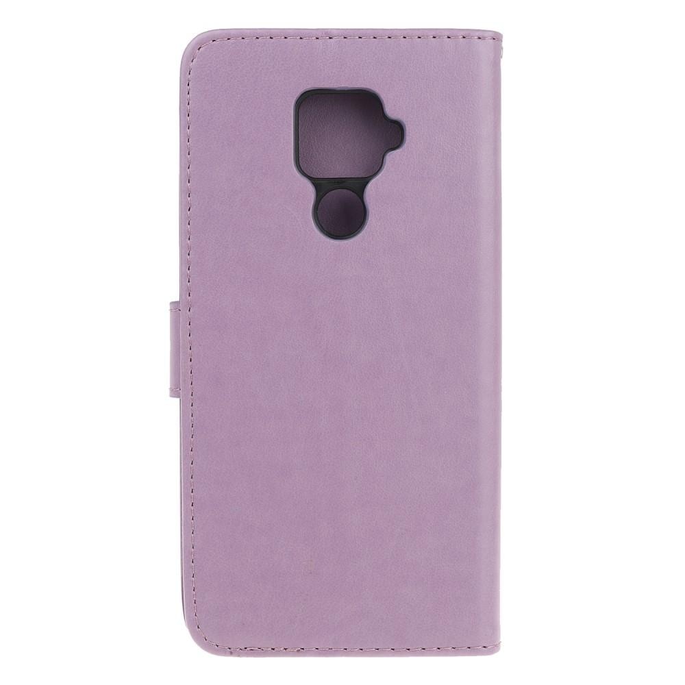 Funda de cuero con mariposas para Huawei Mate 30 Lite, violeta
