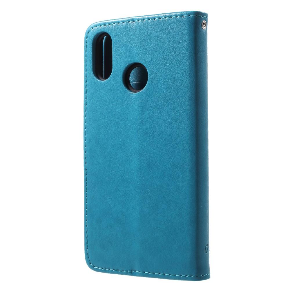 Funda de cuero con mariposas para Huawei P20 Lite, azul