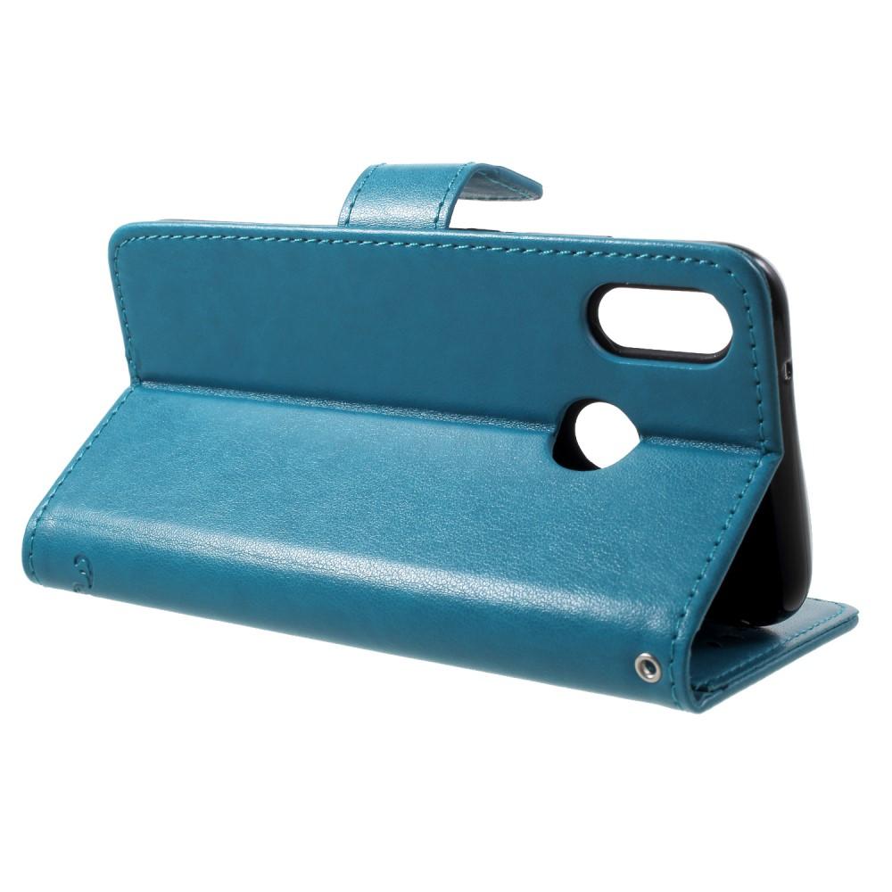 Funda de Cuero con Mariposas Huawei P20 Lite, Azul