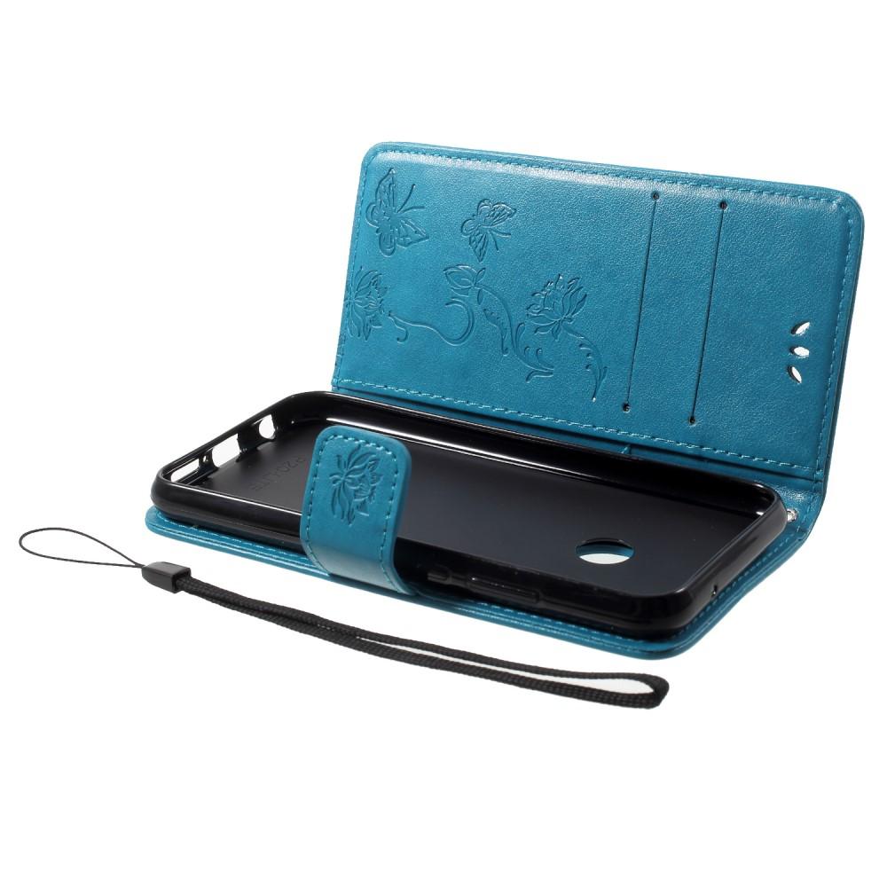 Funda de Cuero con Mariposas Huawei P20 Lite, Azul