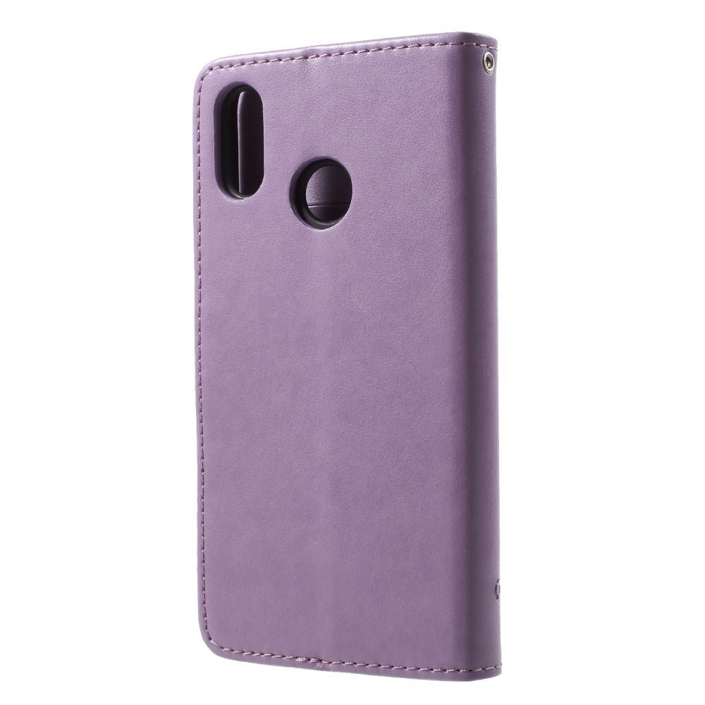 Funda de cuero con mariposas para Huawei P20 Lite, violeta