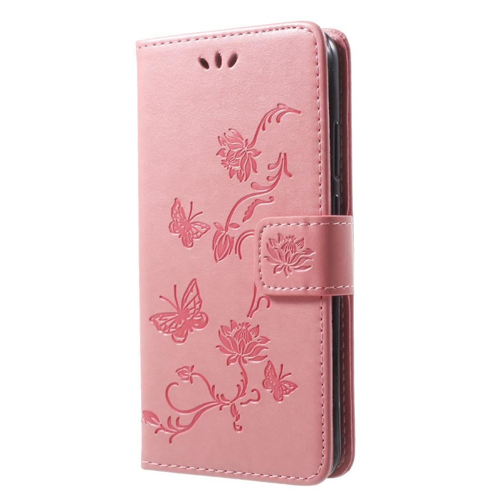 Funda de cuero con mariposas para Huawei P20 Lite, rosado