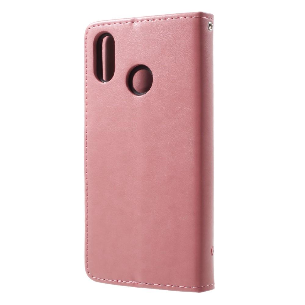 Funda de cuero con mariposas para Huawei P20 Lite, rosado