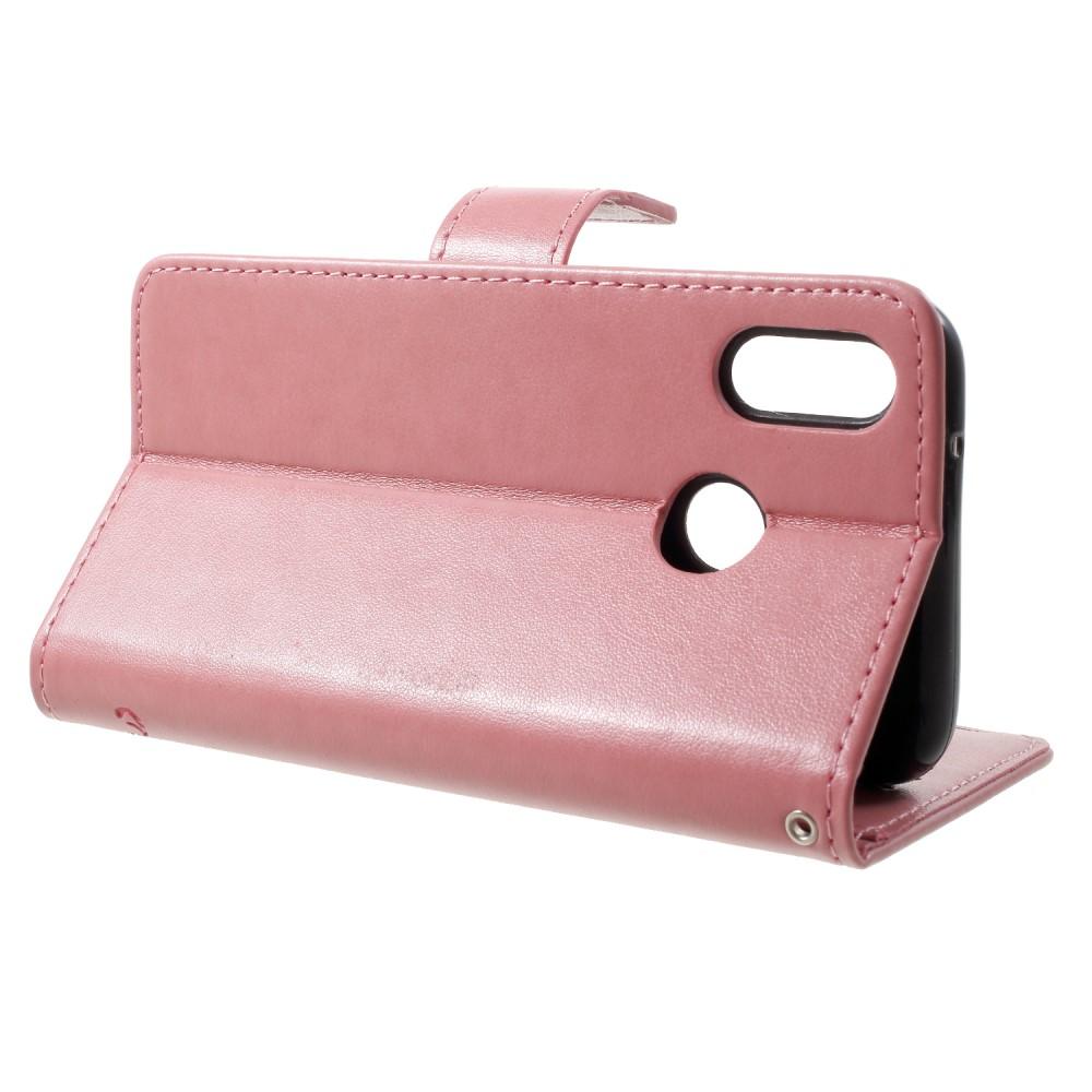 Funda de Cuero con Mariposas Huawei P20 Lite, Rosa