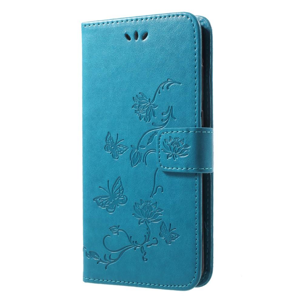 Funda de Cuero con Mariposas Huawei P20 Pro, Azul