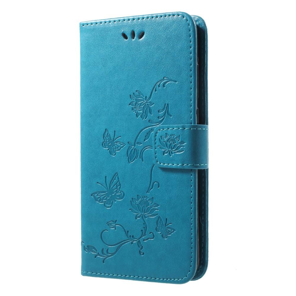 Funda de cuero con mariposas para Huawei P20 Pro, azul