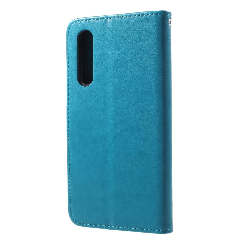 Funda de cuero con mariposas para Huawei P20 Pro, azul