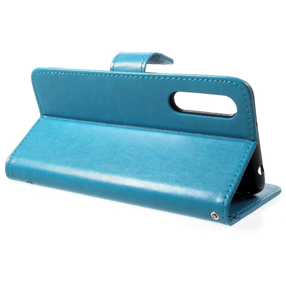 Funda de Cuero con Mariposas Huawei P20 Pro, Azul