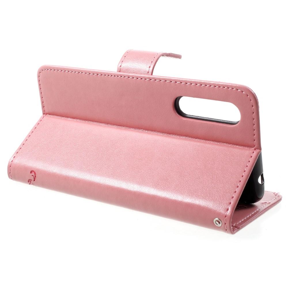 Funda de Cuero con Mariposas Huawei P20 Pro, Rosa