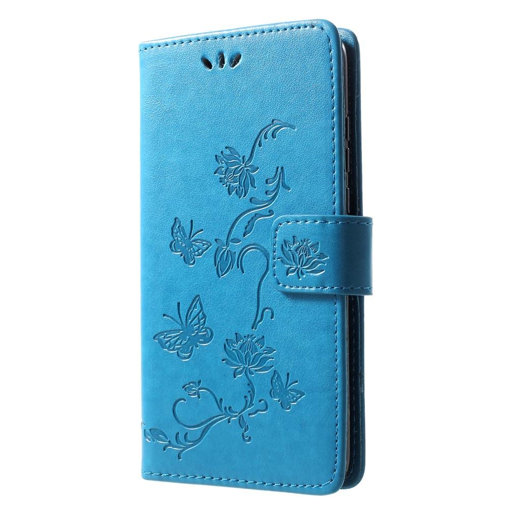 Funda de Cuero con Mariposas Huawei P30 Lite, Azul