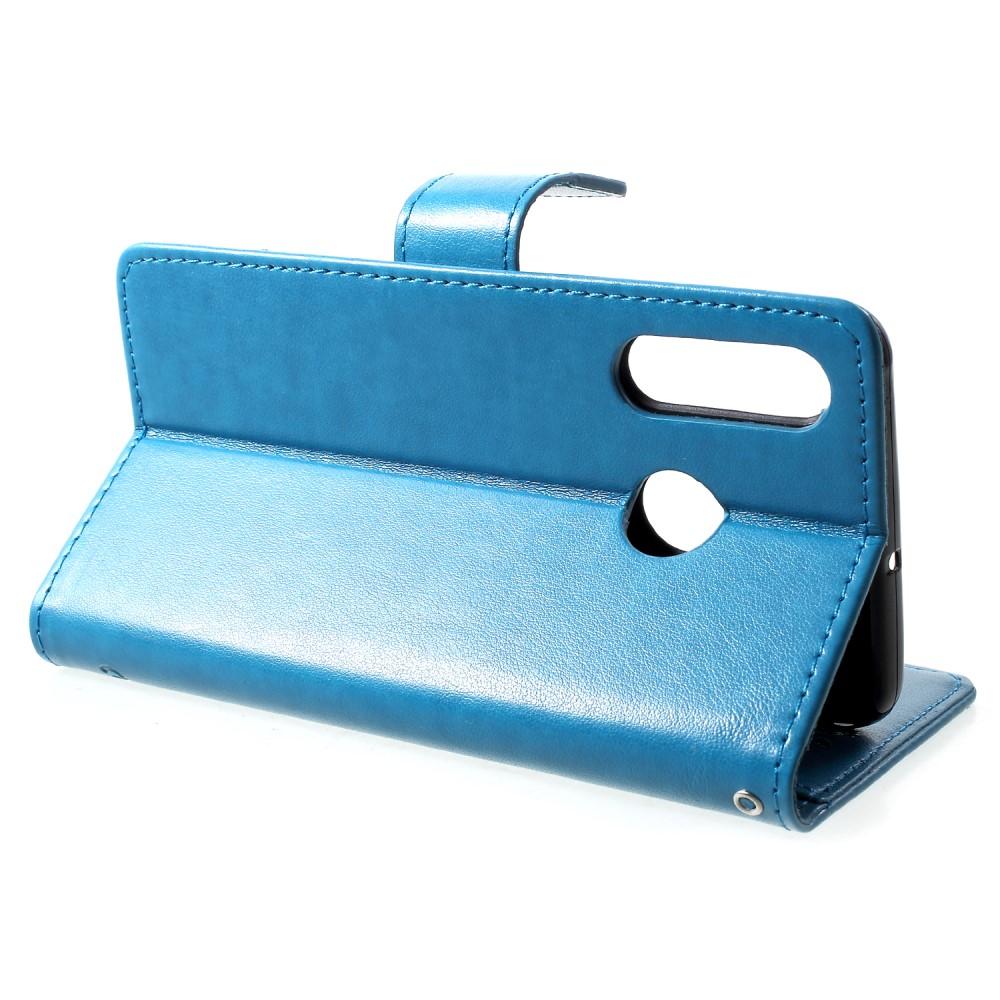 Funda de Cuero con Mariposas Huawei P30 Lite, Azul