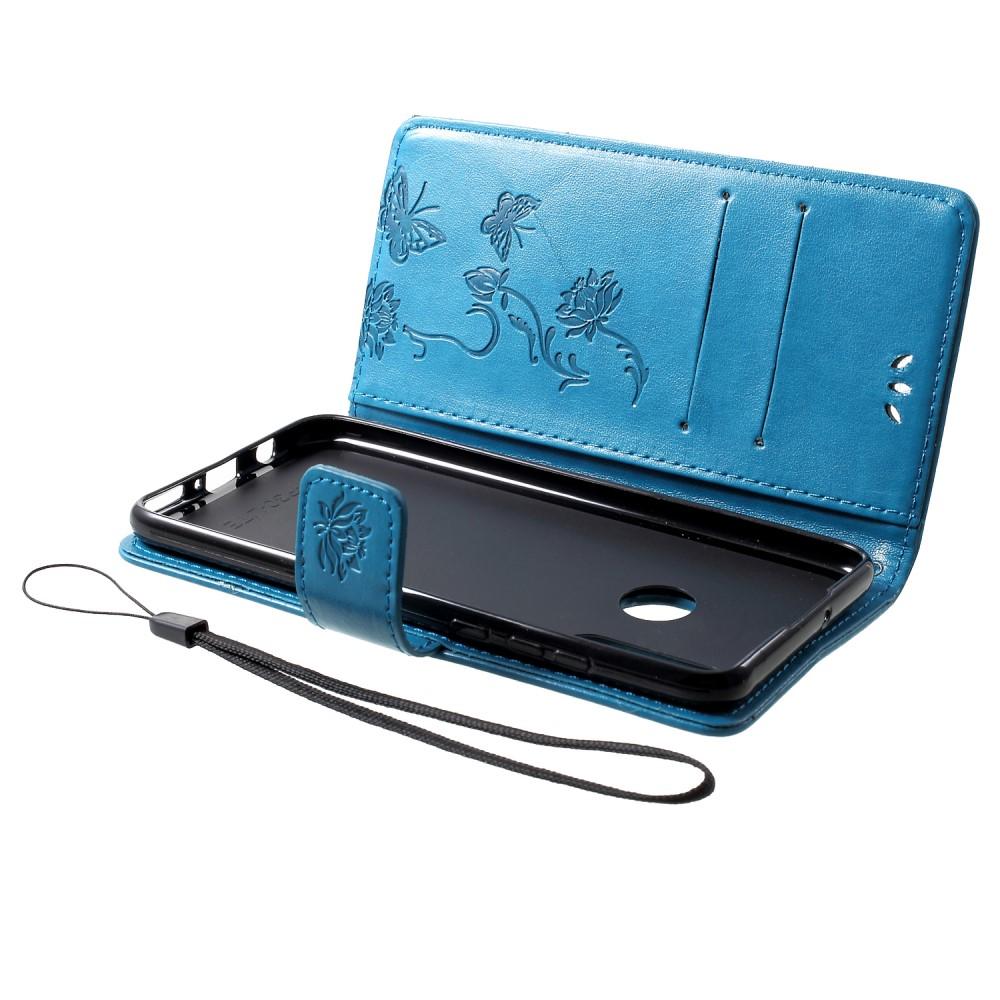 Funda de Cuero con Mariposas Huawei P30 Lite, Azul