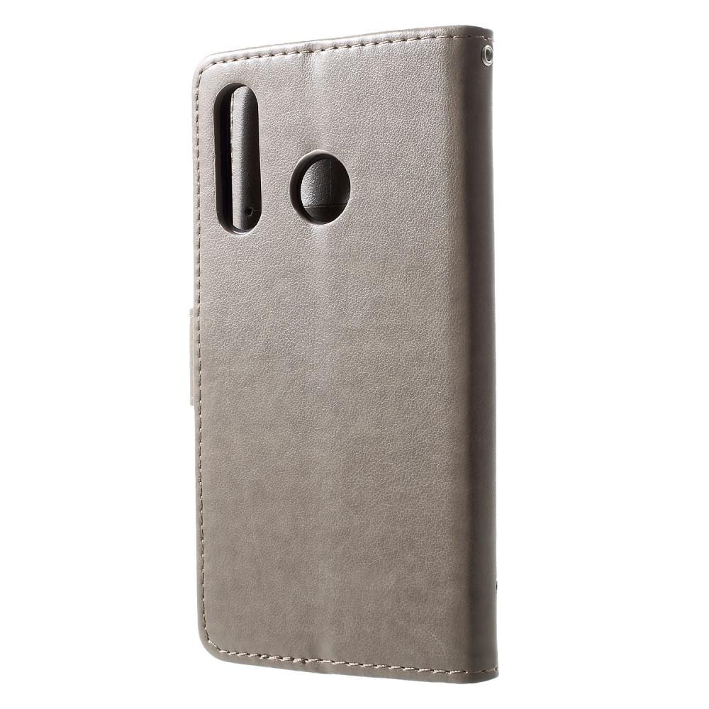 Funda de cuero con mariposas para Huawei P30 Lite, gris