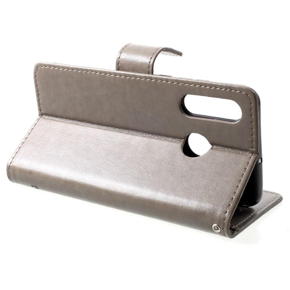 Funda de Cuero con Mariposas Huawei P30 Lite, Gris
