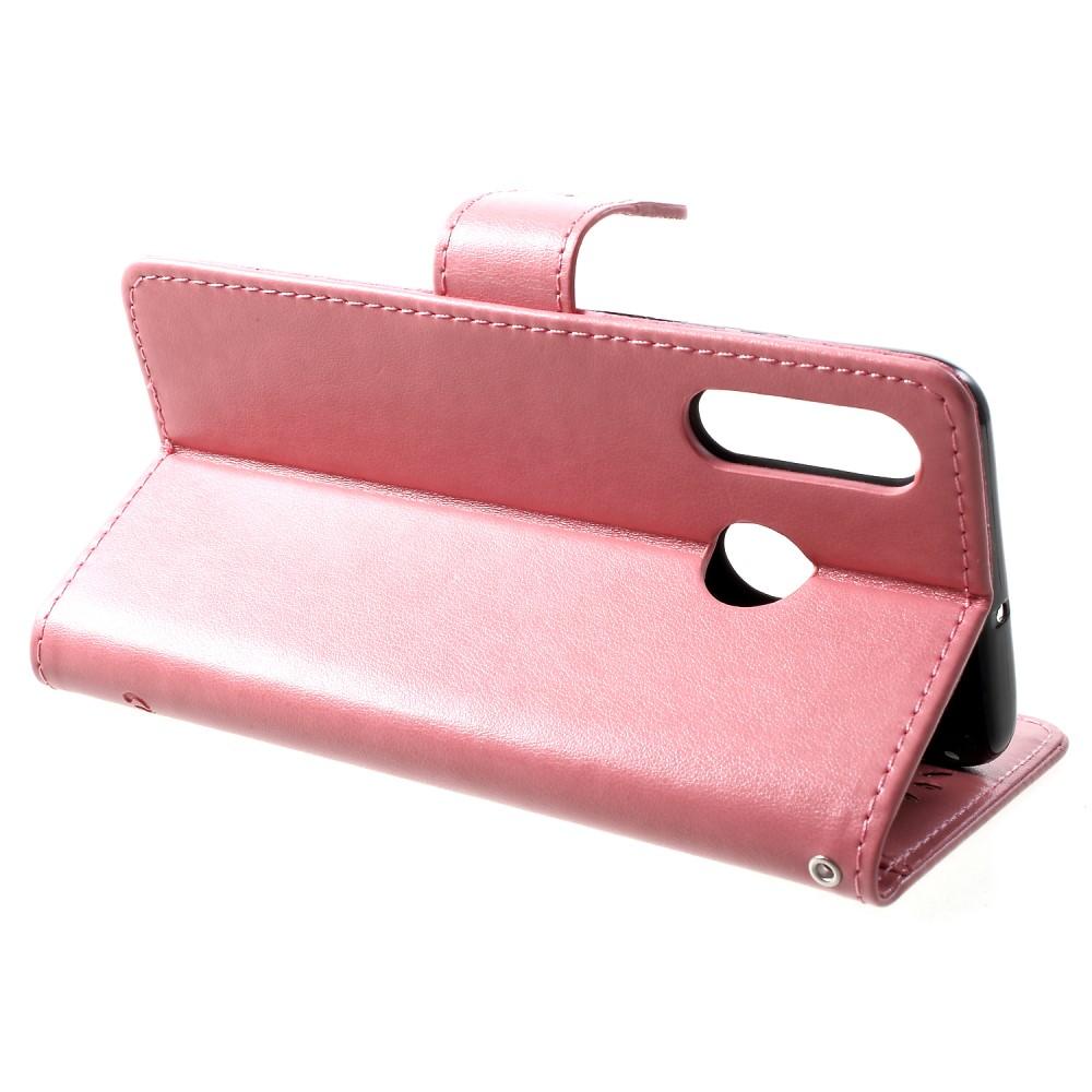 Funda de Cuero con Mariposas Huawei P30 Lite, Rosa