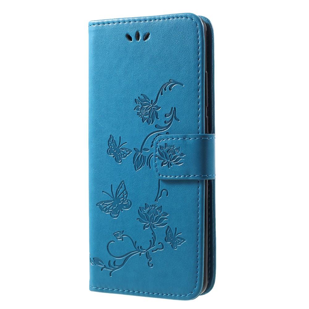 Funda de cuero con mariposas para Huawei P30 Pro, azul