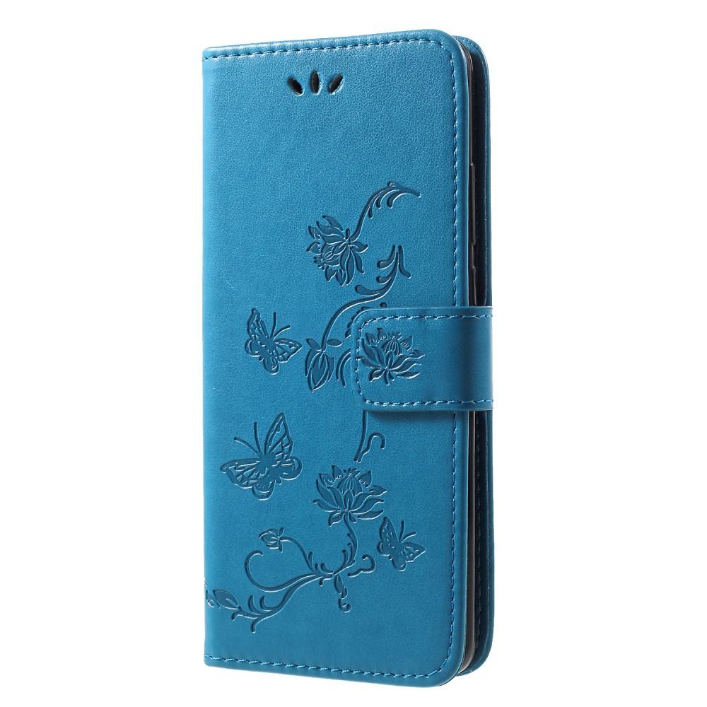 Funda de Cuero con Mariposas Huawei P30 Pro, Azul