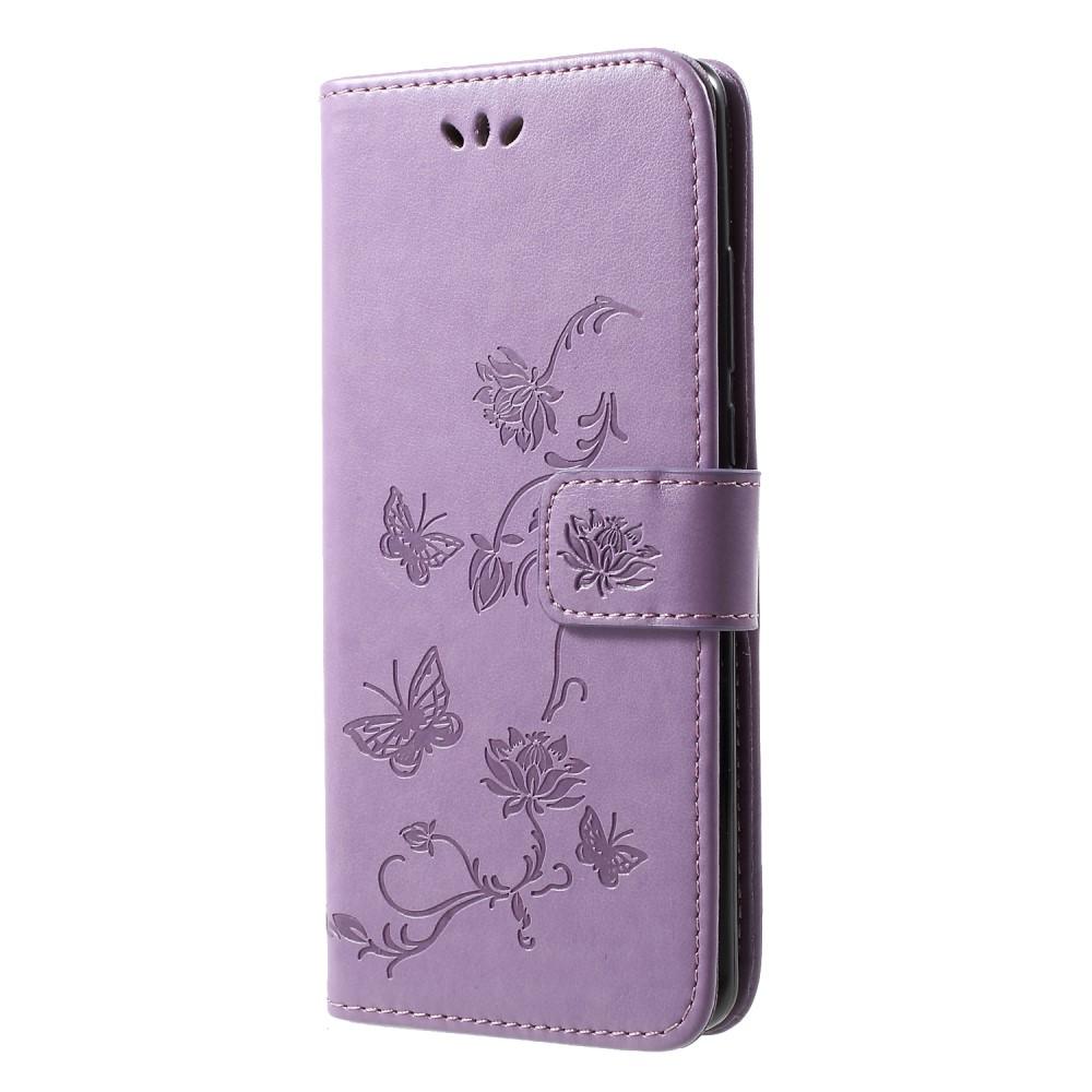 Funda de cuero con mariposas para Huawei P30 Pro, violeta
