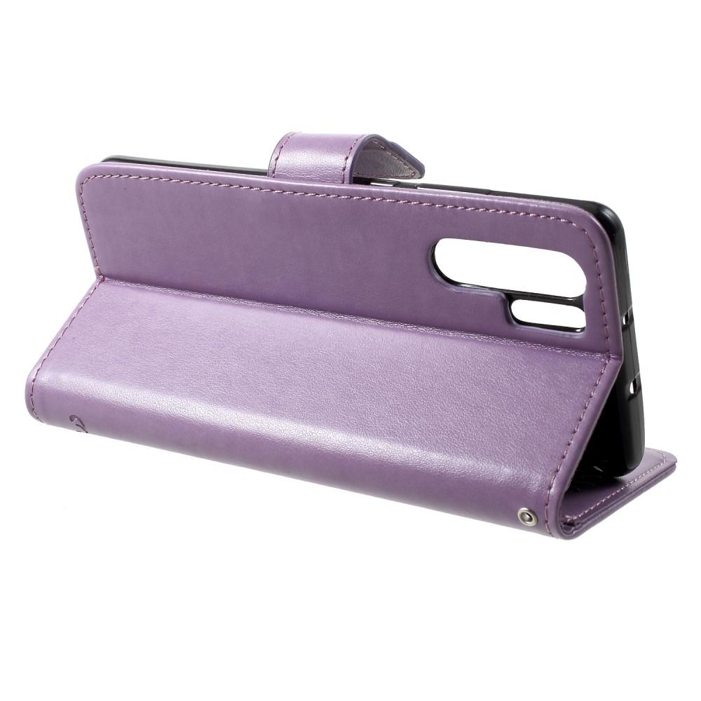 Funda de Cuero con Mariposas Huawei P30 Pro, Púrpura