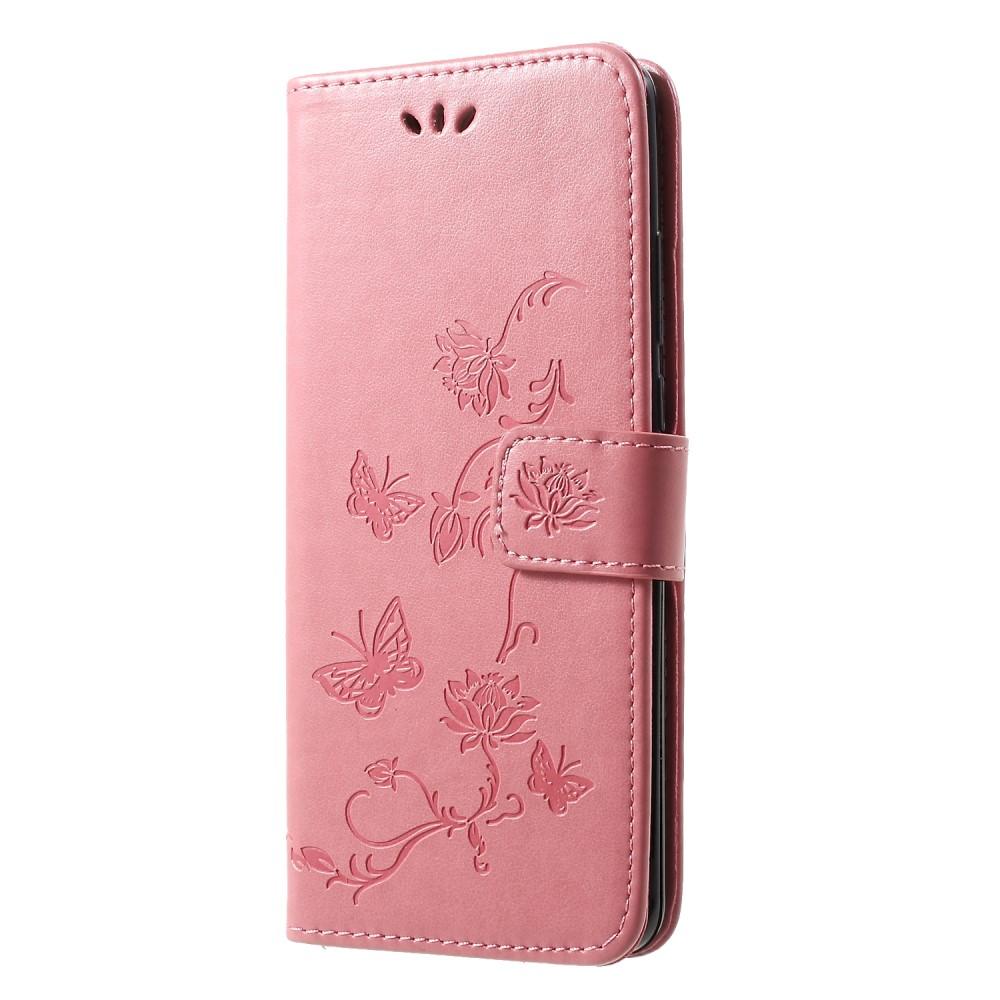 Funda de Cuero con Mariposas Huawei P30 Pro, Rosa