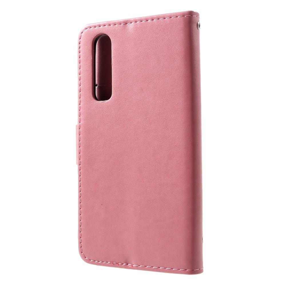Funda de Cuero con Mariposas Huawei P30, Rosa