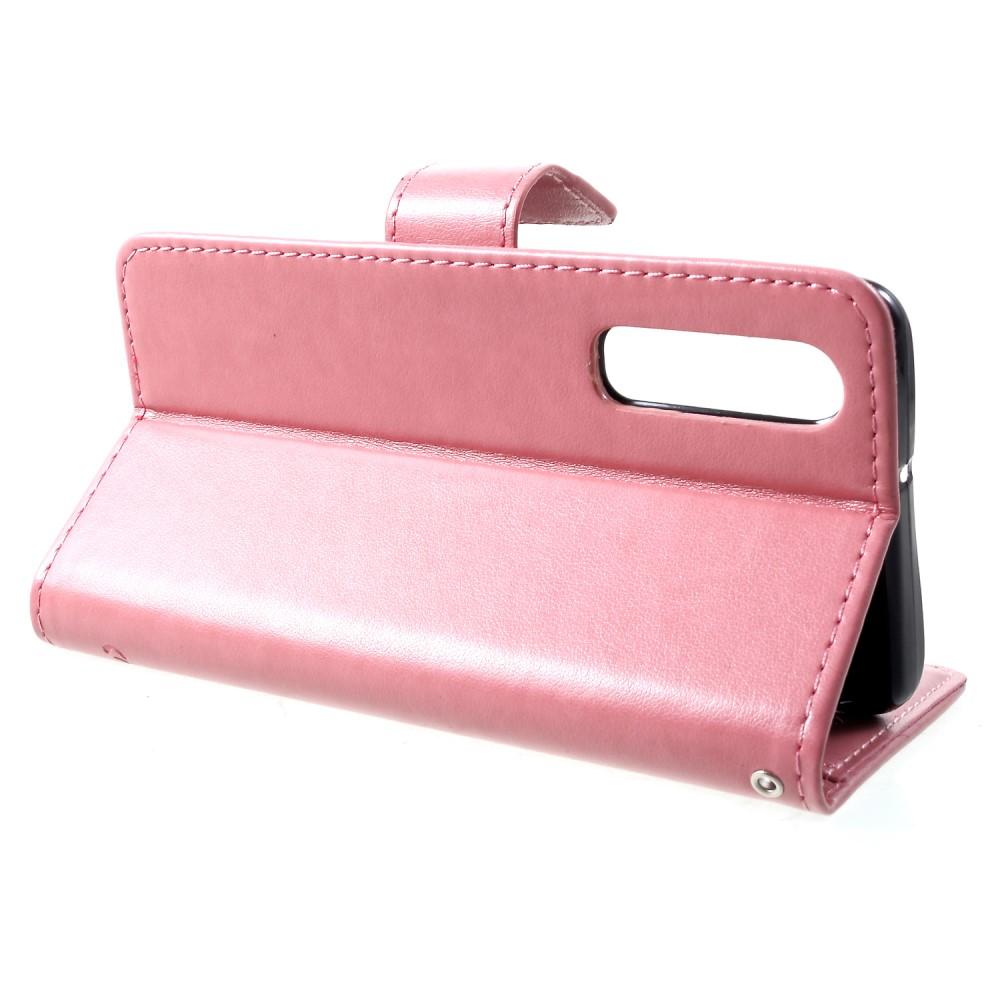 Funda de Cuero con Mariposas Huawei P30, Rosa