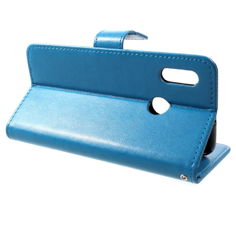 Funda de Cuero con Mariposas Huawei P Smart 2019, Azul