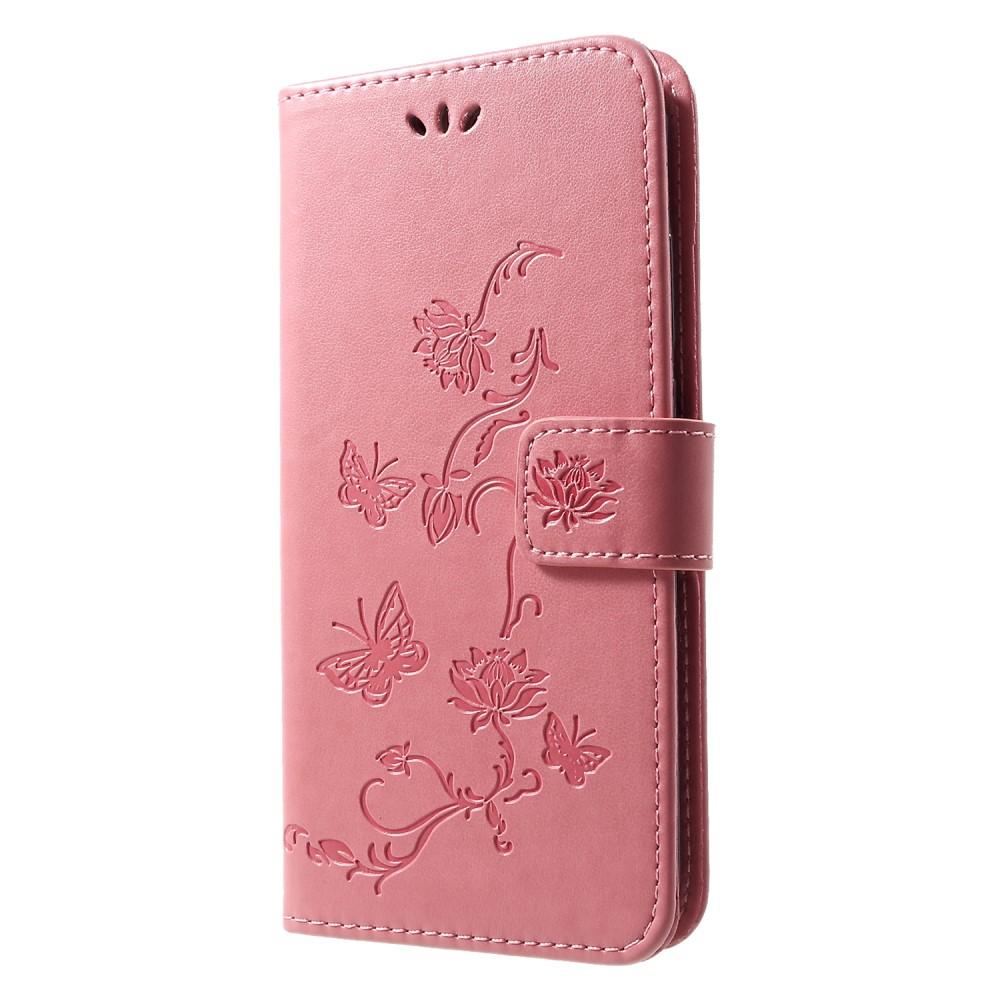 Funda de cuero con mariposas para Huawei P Smart 2019, rosado