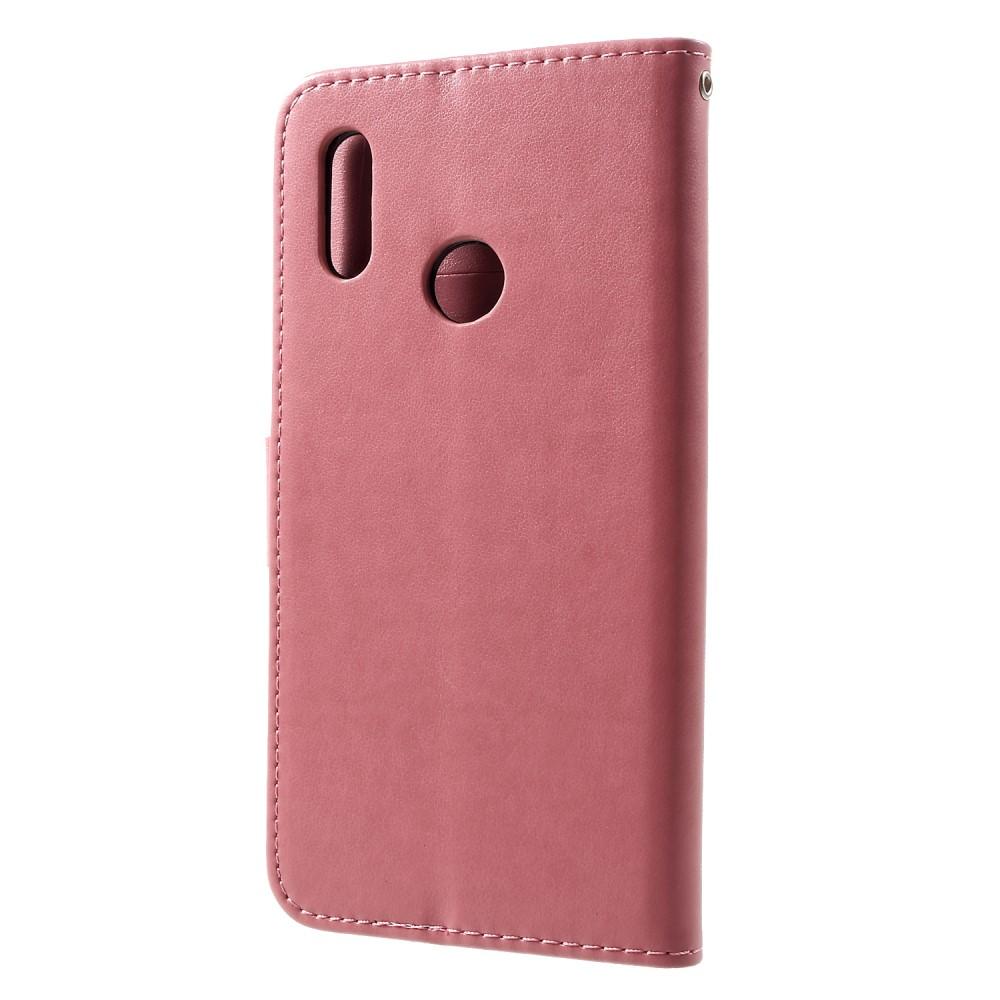 Funda de Cuero con Mariposas Huawei P Smart 2019, Rosa